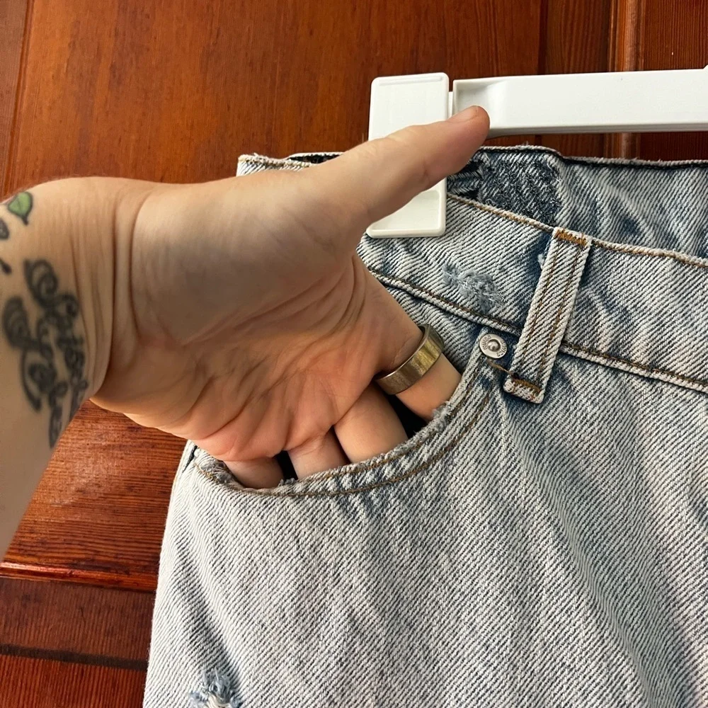 Revice “Made in LA” Distressed High-Rise Jeans — Size 30 — Light Wash